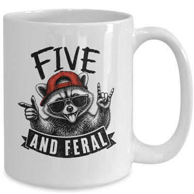 Feral And Five Raccoon Funny 5Th Birthday Girls Boys Kids Mug | siriusteestore