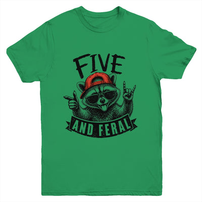 Feral And Five Raccoon Funny 5Th Birthday Girls Boys Kids Youth Shirt | siriusteestore