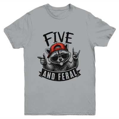 Feral And Five Raccoon Funny 5Th Birthday Girls Boys Kids Youth Shirt | siriusteestore