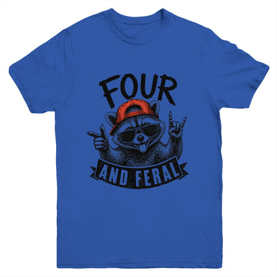Feral And Four Raccoon Funny 4Th Birthday Girls Boys Kids Youth Shirt | siriusteestore