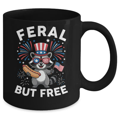 Feral But Free Patriotic Raccoon 4th Of July Raccoon Hotdog Mug | siriusteestore