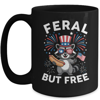 Feral But Free Patriotic Raccoon 4th Of July Raccoon Hotdog Mug | siriusteestore
