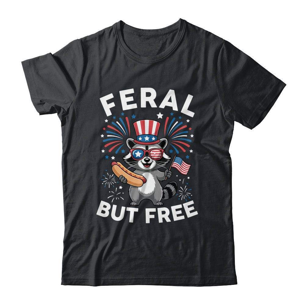 Feral But Free Patriotic Raccoon 4th Of July Raccoon Hotdog Shirt & Tank Top | siriusteestore