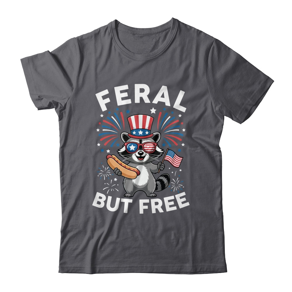 Feral But Free Patriotic Raccoon 4th Of July Raccoon Hotdog Shirt & Tank Top | siriusteestore