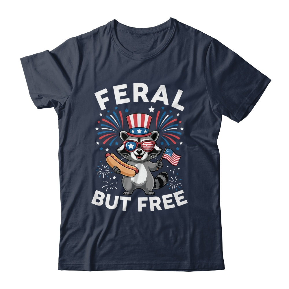 Feral But Free Patriotic Raccoon 4th Of July Raccoon Hotdog Shirt & Tank Top | siriusteestore