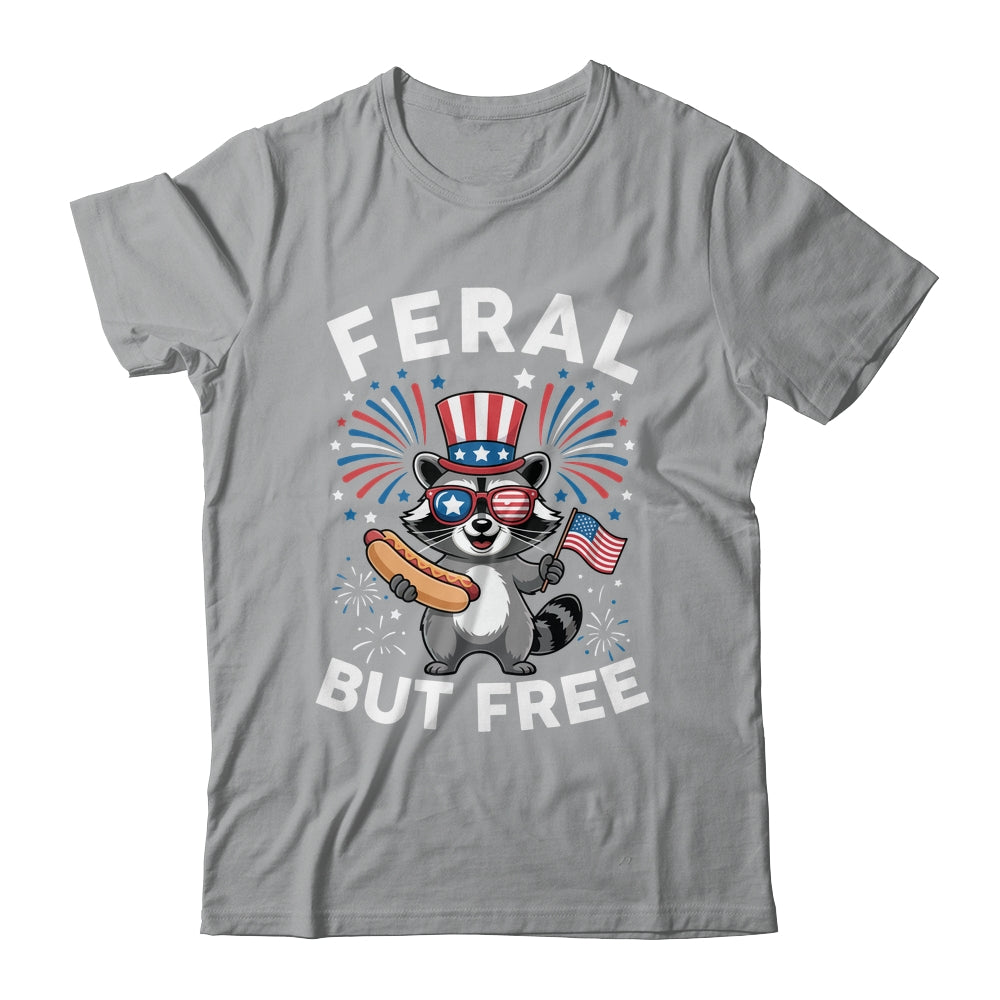 Feral But Free Patriotic Raccoon 4th Of July Raccoon Hotdog Shirt & Tank Top | siriusteestore