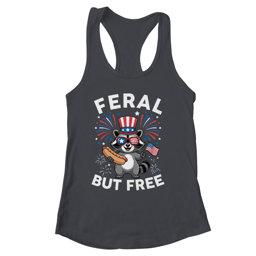 Feral But Free Patriotic Raccoon 4th Of July Raccoon Hotdog Shirt & Tank Top | siriusteestore