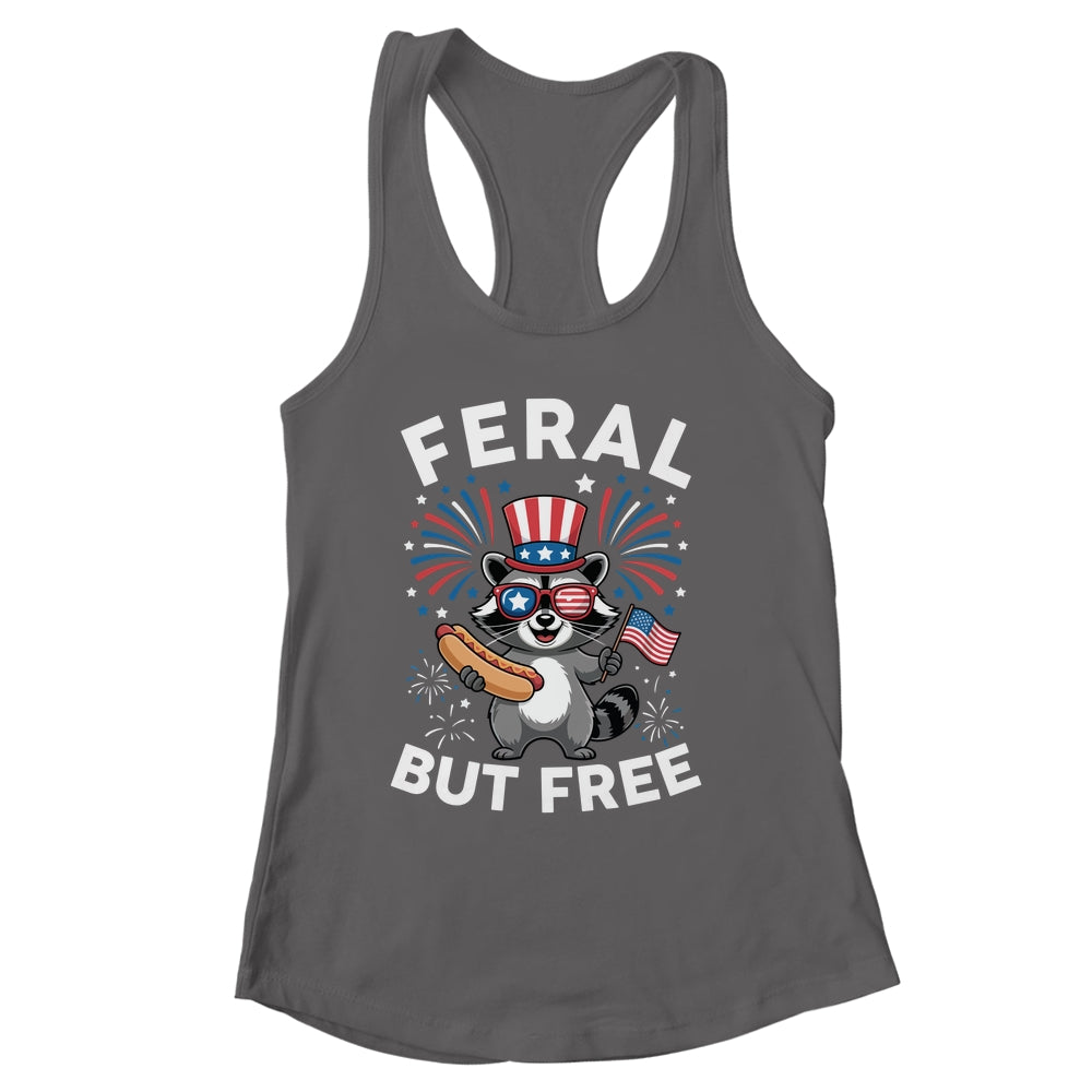Feral But Free Patriotic Raccoon 4th Of July Raccoon Hotdog Shirt & Tank Top | siriusteestore