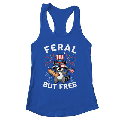 Feral But Free Patriotic Raccoon 4th Of July Raccoon Hotdog Shirt & Tank Top | siriusteestore