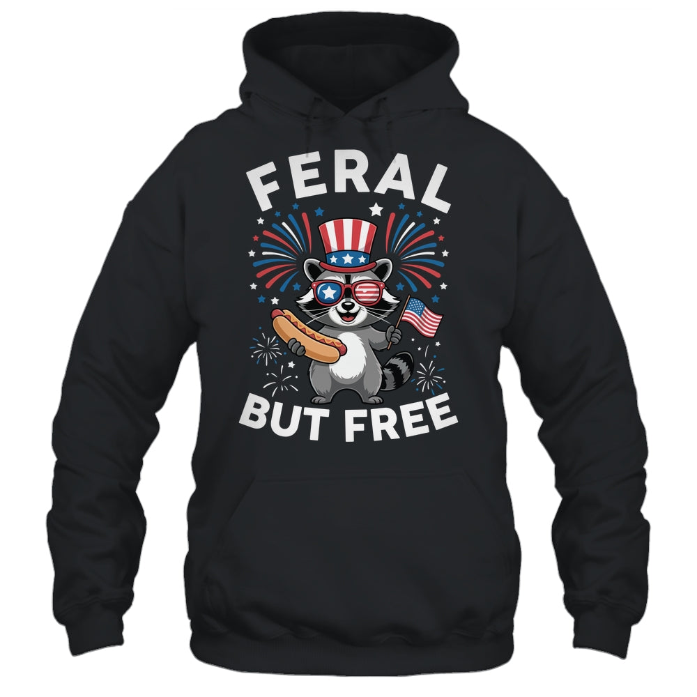 Feral But Free Patriotic Raccoon 4th Of July Raccoon Hotdog Shirt & Tank Top | siriusteestore