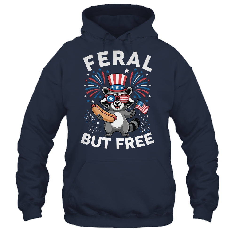 Feral But Free Patriotic Raccoon 4th Of July Raccoon Hotdog Shirt & Tank Top | siriusteestore
