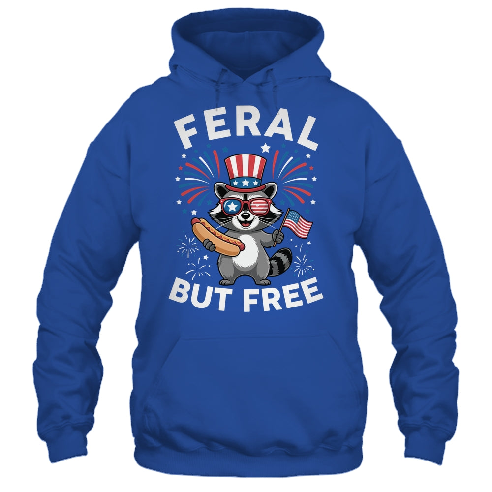 Feral But Free Patriotic Raccoon 4th Of July Raccoon Hotdog Shirt & Tank Top | siriusteestore