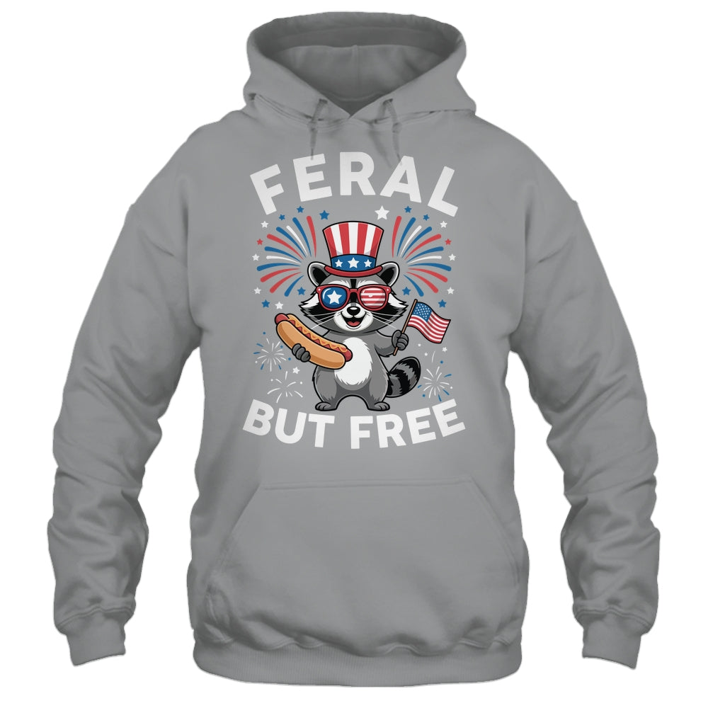 Feral But Free Patriotic Raccoon 4th Of July Raccoon Hotdog Shirt & Tank Top | siriusteestore