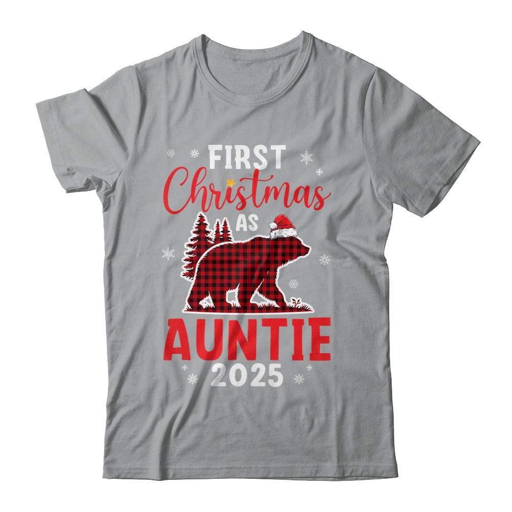 First Christmas As Auntie Red Plaid Bear Santa Hat 2025 Shirt & Sweatshirt | siriusteestore