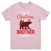 First Christmas As Brother Red Plaid Bear Santa Hat 2025 Youth Shirt | siriusteestore
