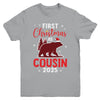 First Christmas As Cousin Red Plaid Bear Santa Hat 2025 Youth Shirt | siriusteestore