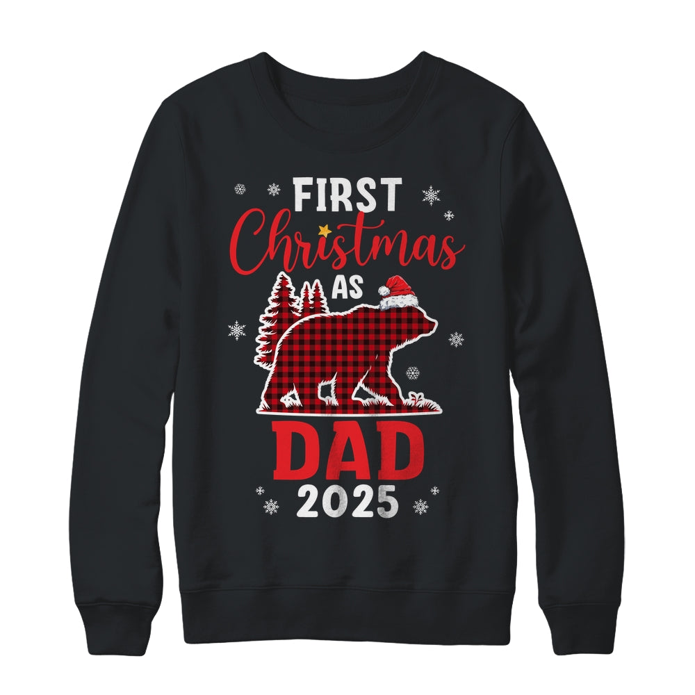 First Christmas As Dad Red Plaid Bear Santa Hat 2025 Shirt & Sweatshirt | siriusteestore