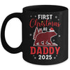 First Christmas As Daddy Red Plaid Bear Santa Hat 2025 Mug | siriusteestore