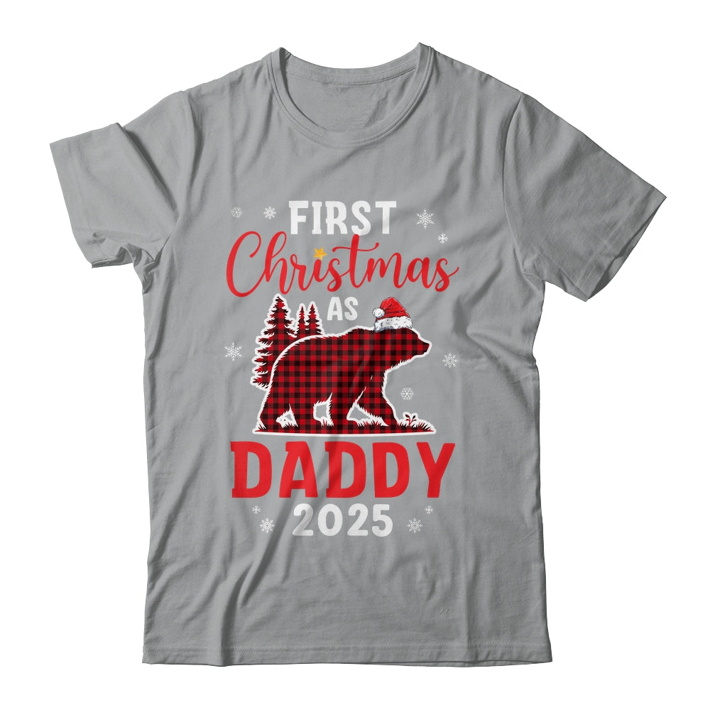 First Christmas As Daddy Red Plaid Bear Santa Hat 2025 Shirt & Sweatshirt | siriusteestore