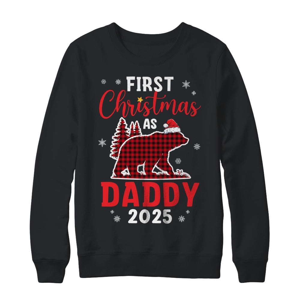 First Christmas As Daddy Red Plaid Bear Santa Hat 2025 Shirt & Sweatshirt | siriusteestore