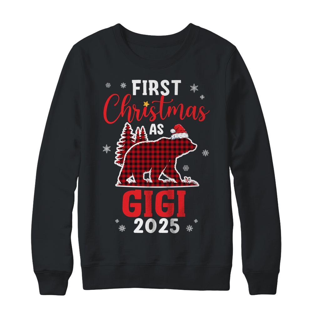 First Christmas As Gigi Red Plaid Bear Santa Hat 2025 Shirt & Sweatshirt | siriusteestore