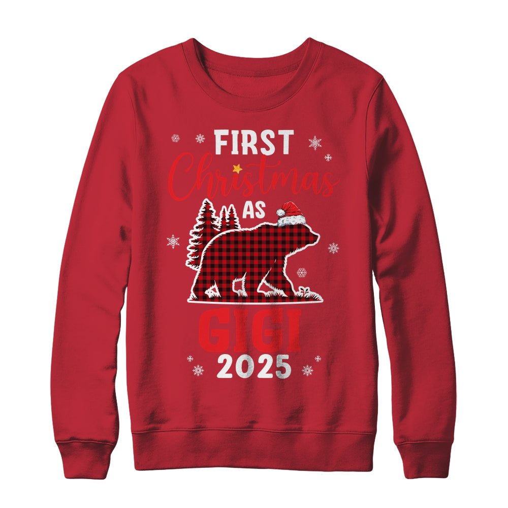 First Christmas As Gigi Red Plaid Bear Santa Hat 2025 Shirt & Sweatshirt | siriusteestore