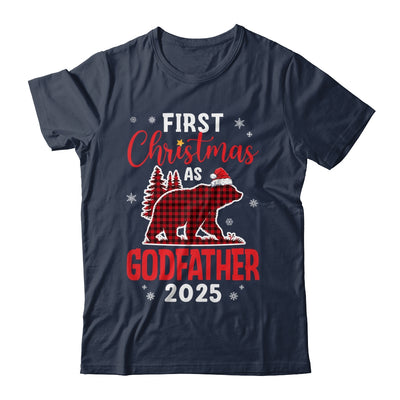 First Christmas As Godfather Red Plaid Bear Santa Hat 2025 Shirt & Sweatshirt | siriusteestore
