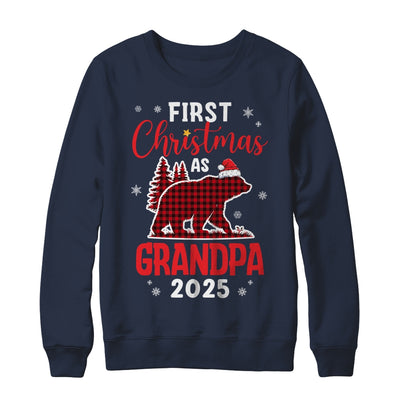 First Christmas As Grandpa Red Plaid Bear Santa Hat 2025 Shirt & Sweatshirt | siriusteestore