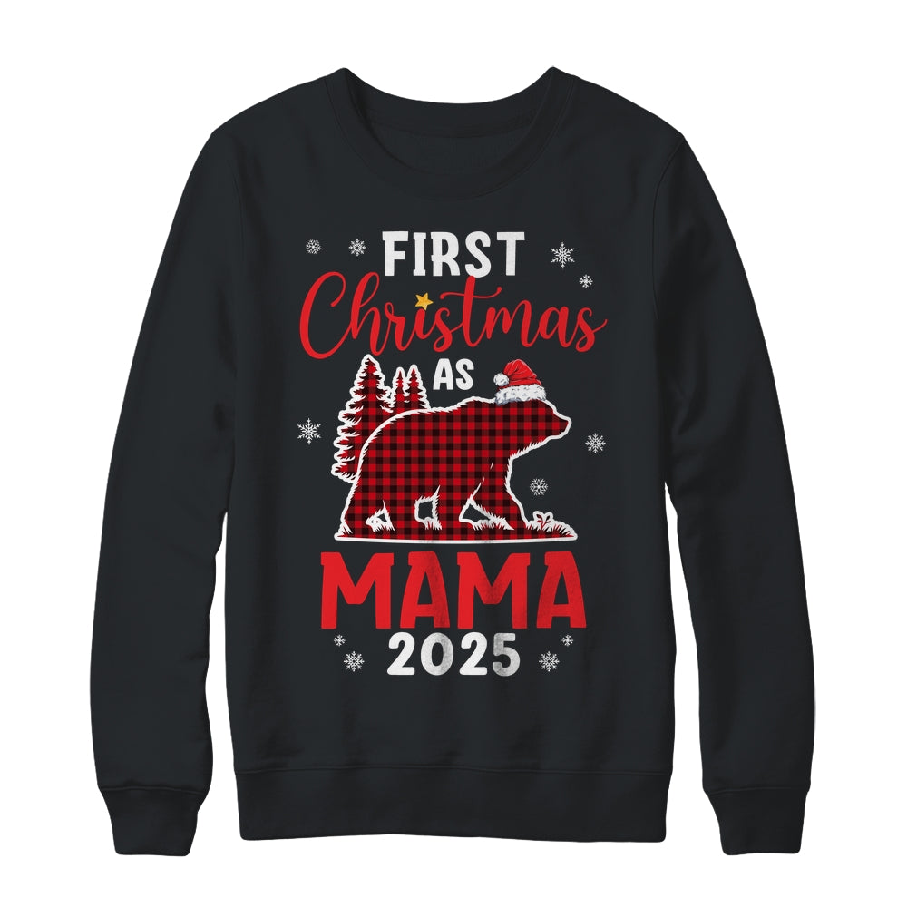 First Christmas As Mama Red Plaid Bear Santa Hat 2025 Shirt & Sweatshirt | siriusteestore