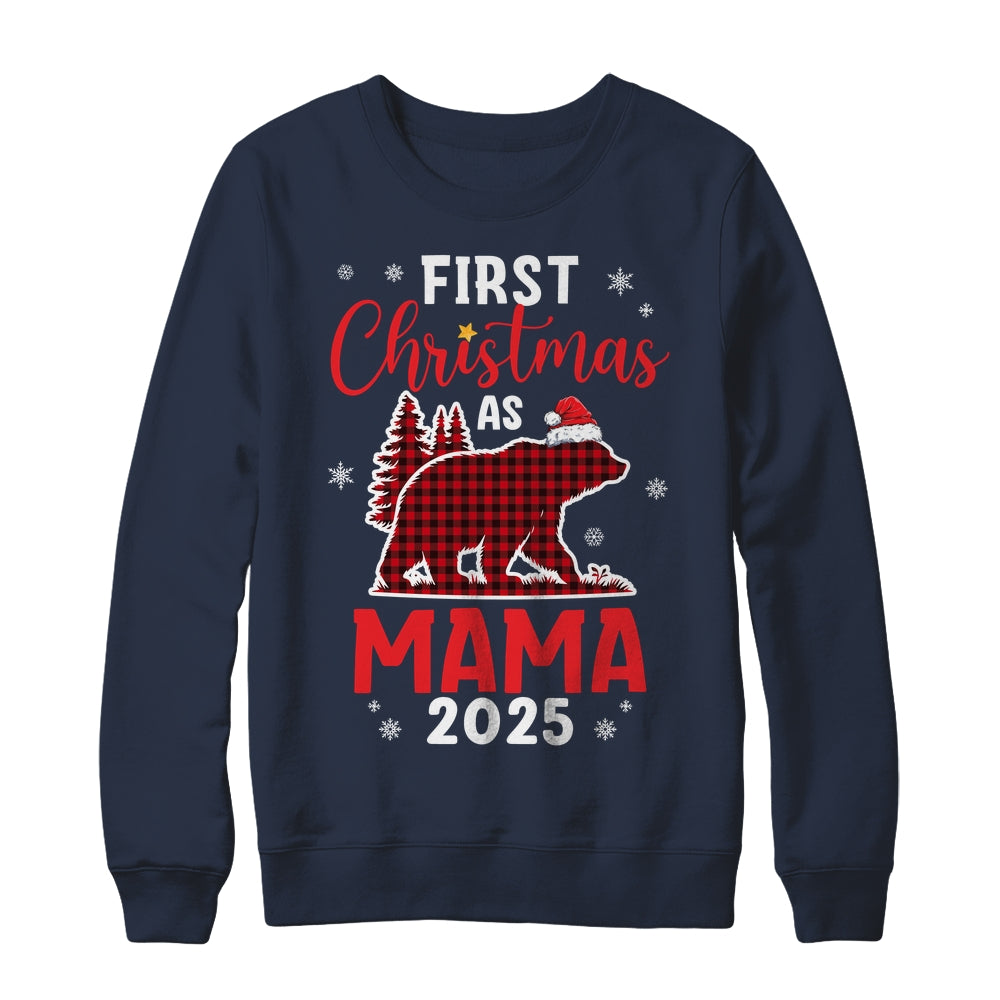 First Christmas As Mama Red Plaid Bear Santa Hat 2025 Shirt & Sweatshirt | siriusteestore