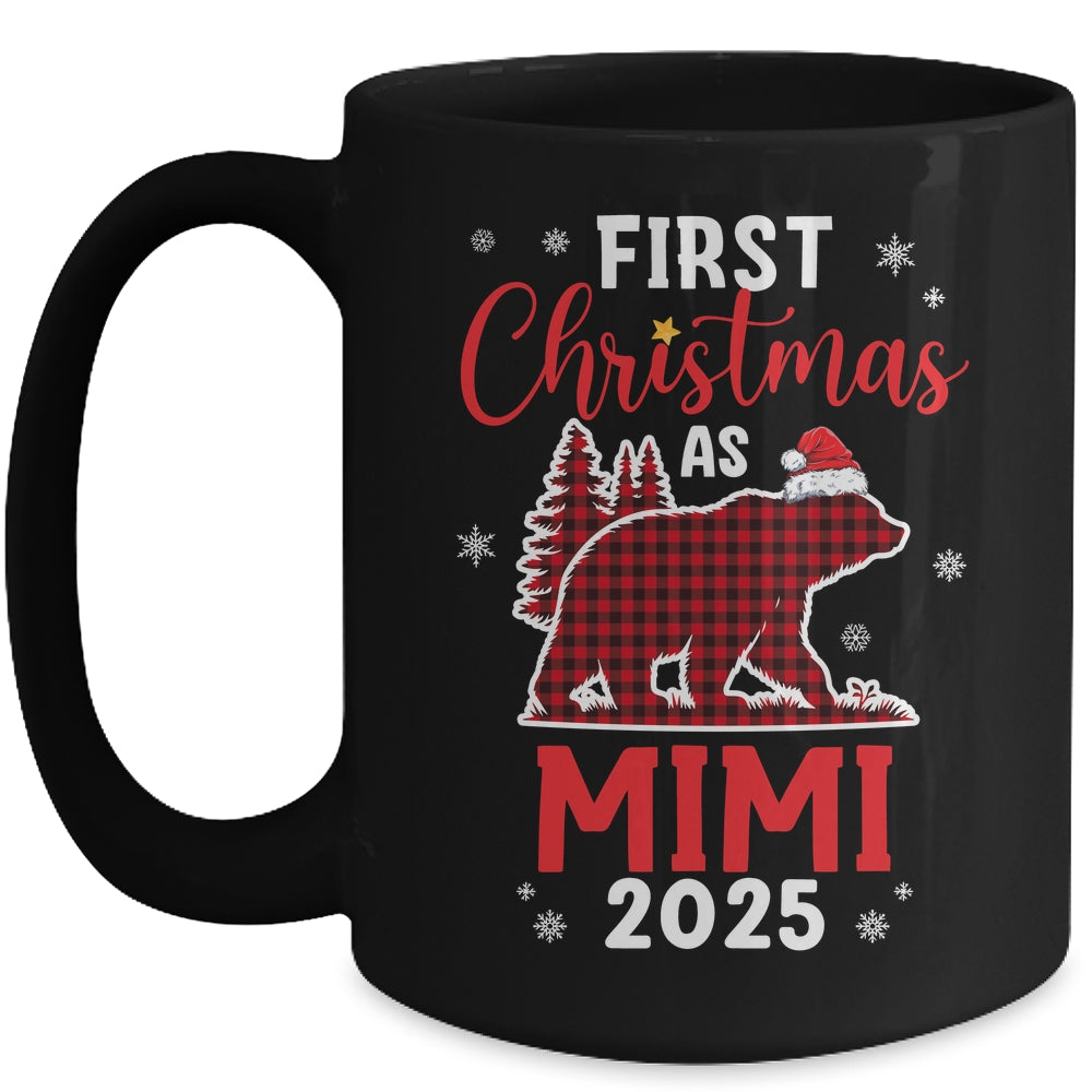 First Christmas As Mimi Red Plaid Bear Santa Hat 2025 Mug | siriusteestore