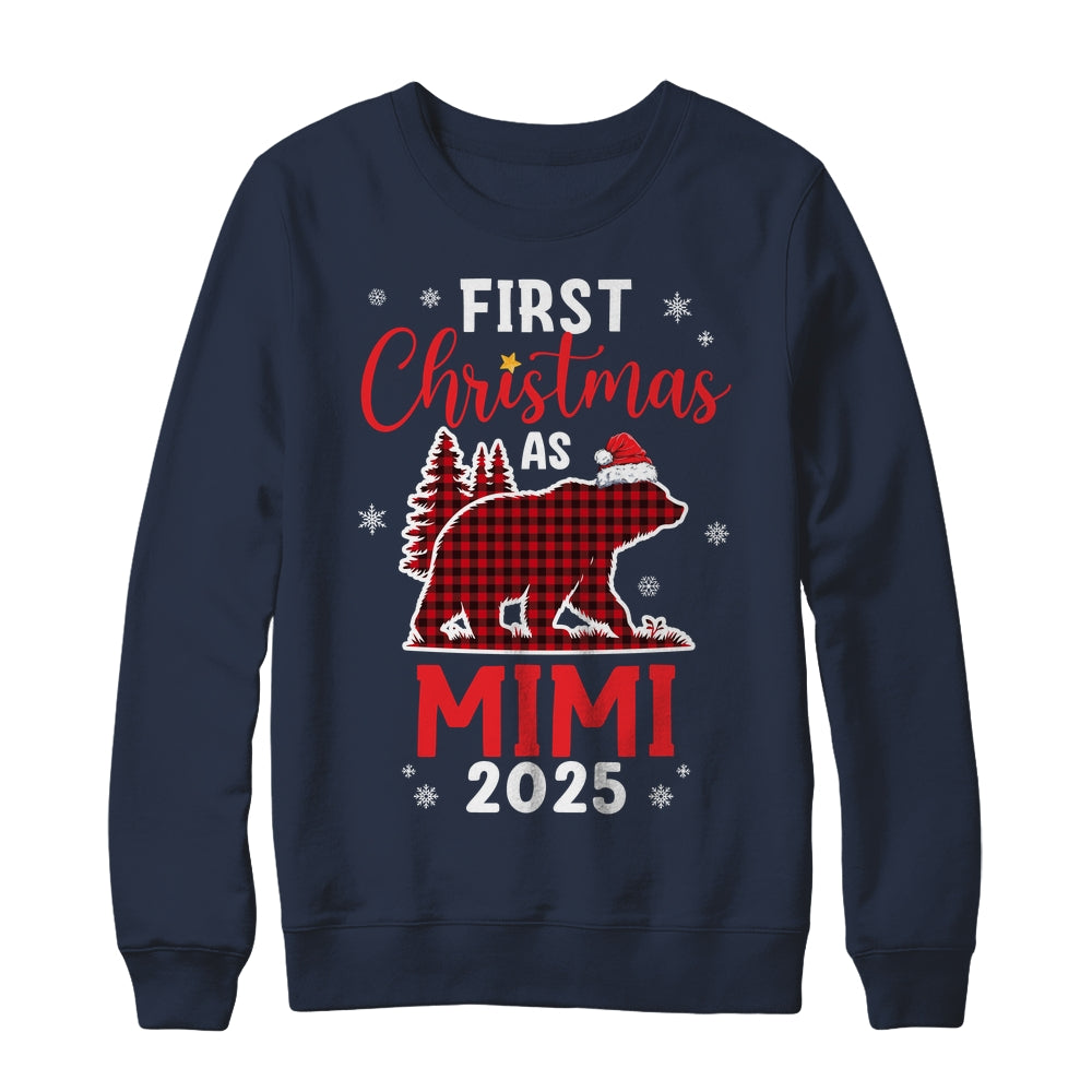 First Christmas As Mimi Red Plaid Bear Santa Hat 2025 Shirt & Sweatshirt | siriusteestore