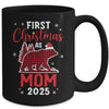 First Christmas As Mom Red Plaid Bear Santa Hat 2025 Mug | siriusteestore