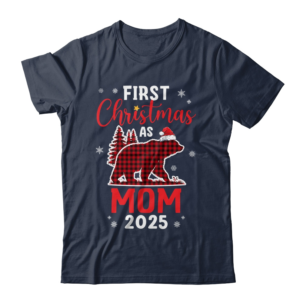 First Christmas As Mom Red Plaid Bear Santa Hat 2025 Shirt & Sweatshirt | siriusteestore
