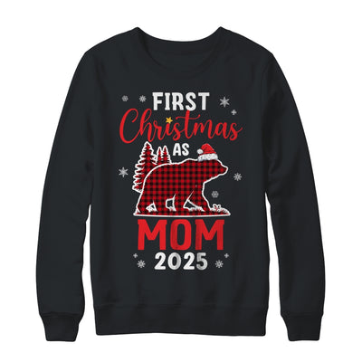 First Christmas As Mom Red Plaid Bear Santa Hat 2025 Shirt & Sweatshirt | siriusteestore