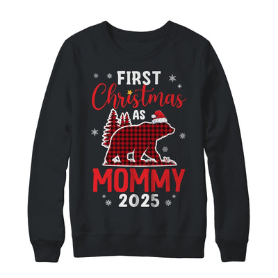 First Christmas As Mommy Red Plaid Bear Santa Hat 2025 Shirt & Sweatshirt | siriusteestore