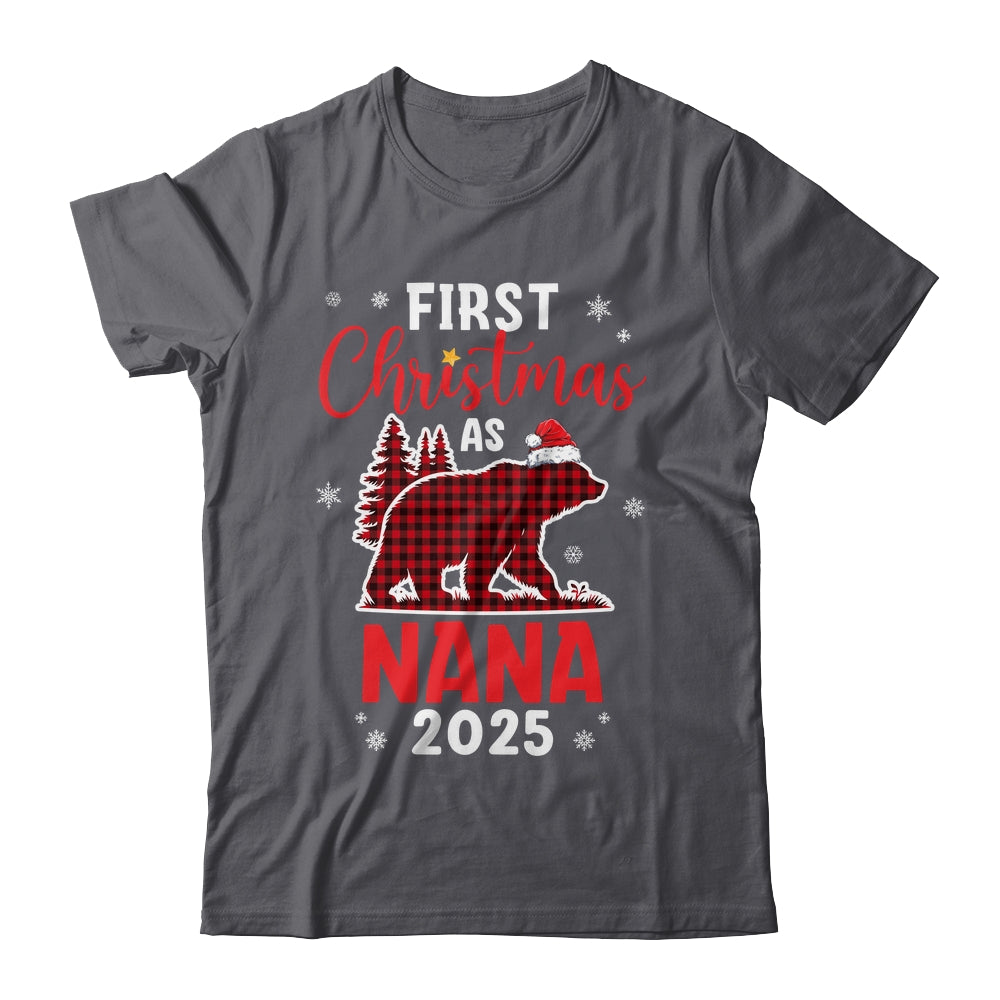 First Christmas As Nana Red Plaid Bear Santa Hat 2025 Shirt & Sweatshirt | siriusteestore