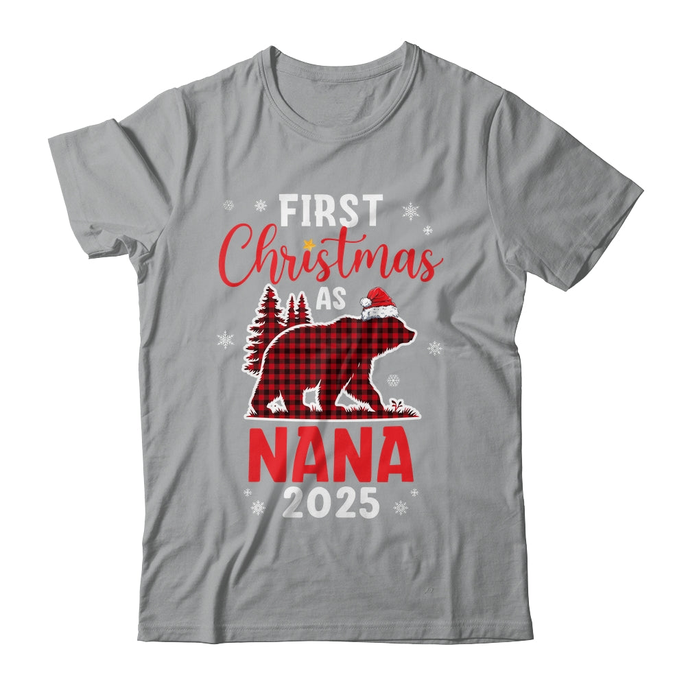 First Christmas As Nana Red Plaid Bear Santa Hat 2025 Shirt & Sweatshirt | siriusteestore