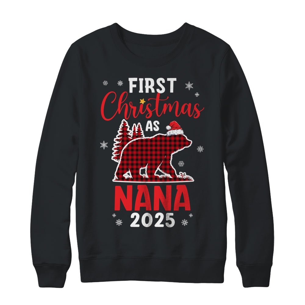 First Christmas As Nana Red Plaid Bear Santa Hat 2025 Shirt & Sweatshirt | siriusteestore