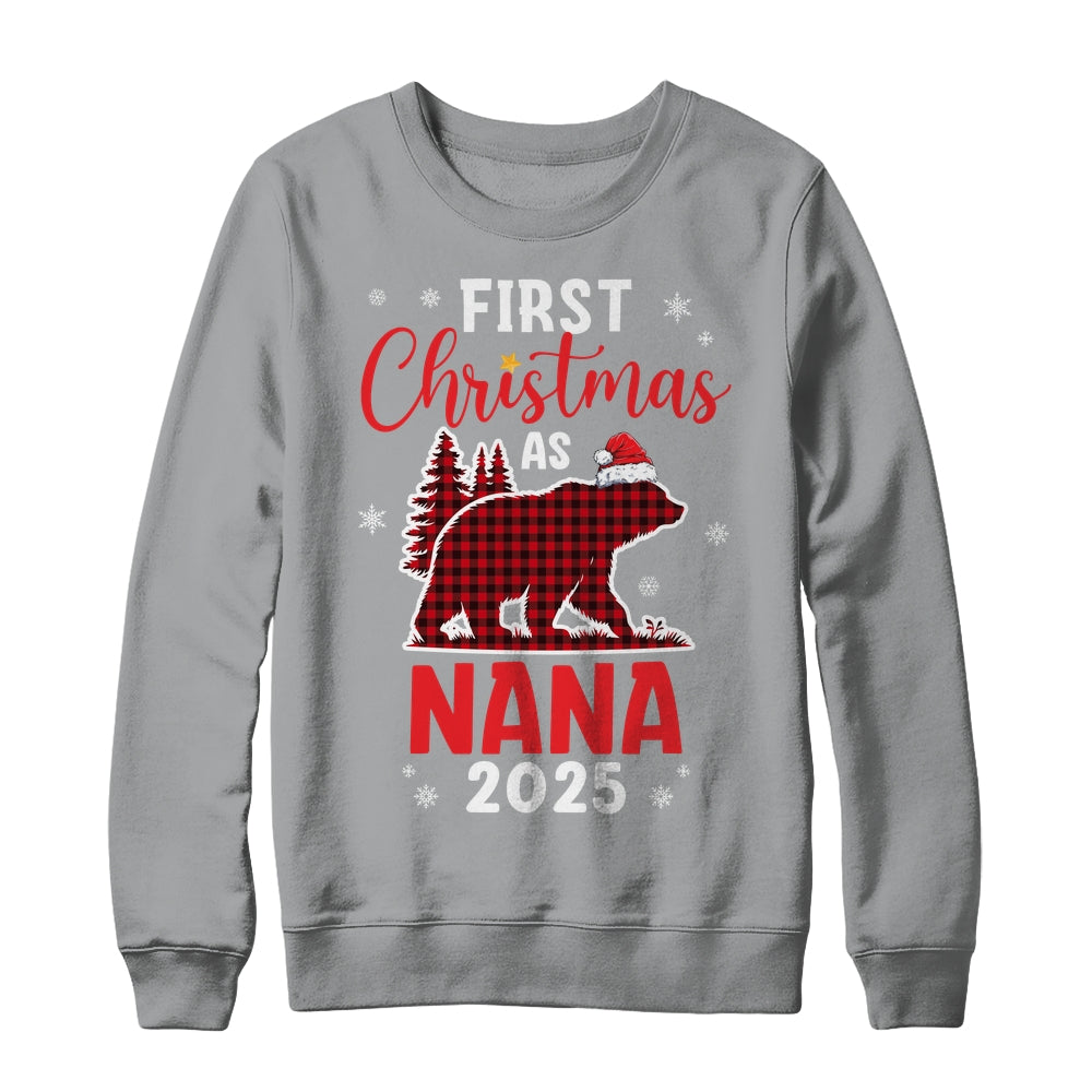 First Christmas As Nana Red Plaid Bear Santa Hat 2025 Shirt & Sweatshirt | siriusteestore