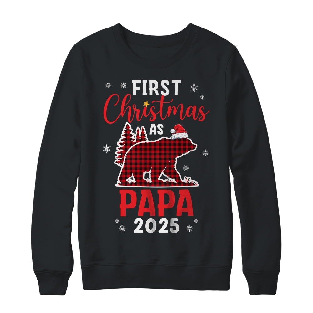 First Christmas As Papa Red Plaid Bear Santa Hat 2025 Shirt & Sweatshirt | siriusteestore