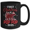 First Christmas As Pop Pop Red Plaid Bear Santa Hat 2025 Mug | siriusteestore