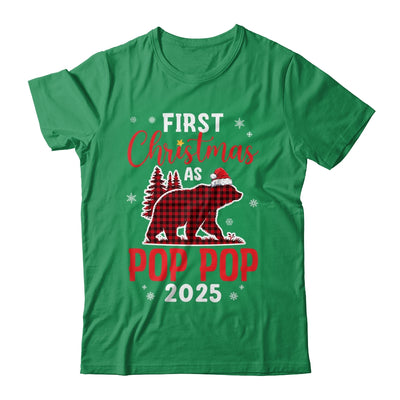 First Christmas As Pop Pop Red Plaid Bear Santa Hat 2025 Shirt & Sweatshirt | siriusteestore