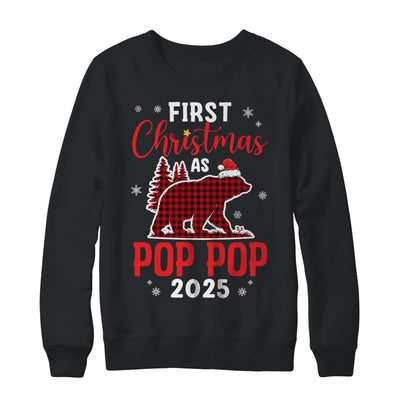 First Christmas As Pop Pop Red Plaid Bear Santa Hat 2025 Shirt & Sweatshirt | siriusteestore