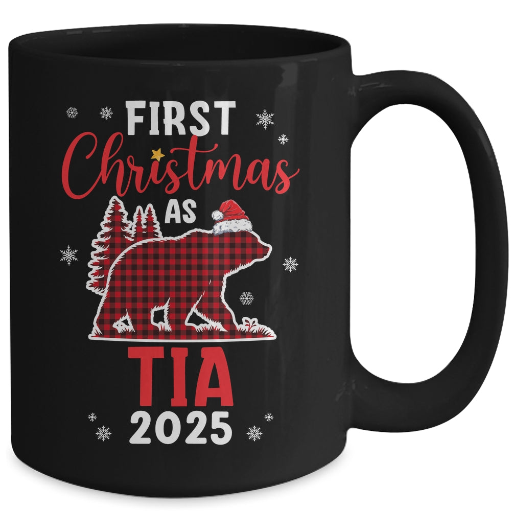 First Christmas As Tia Red Plaid Bear Santa Hat 2025 Mug | siriusteestore