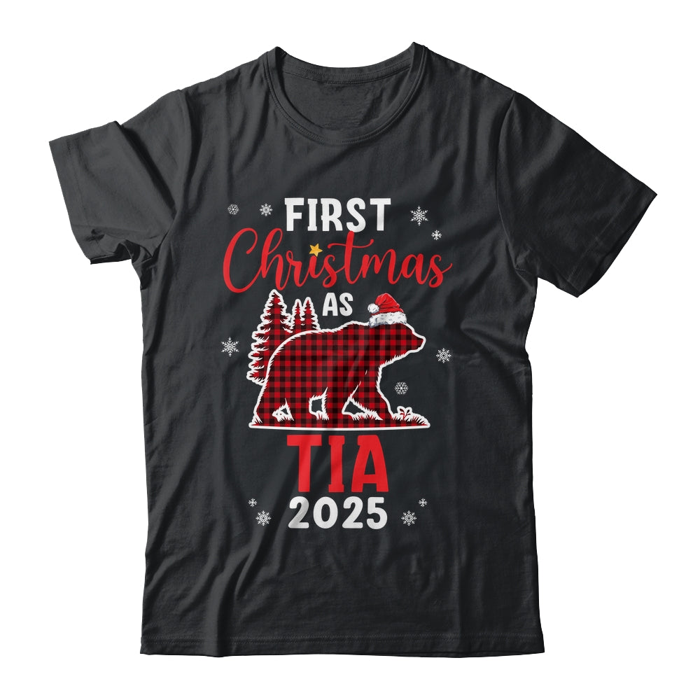 First Christmas As Tia Red Plaid Bear Santa Hat 2025 Shirt & Sweatshirt | siriusteestore
