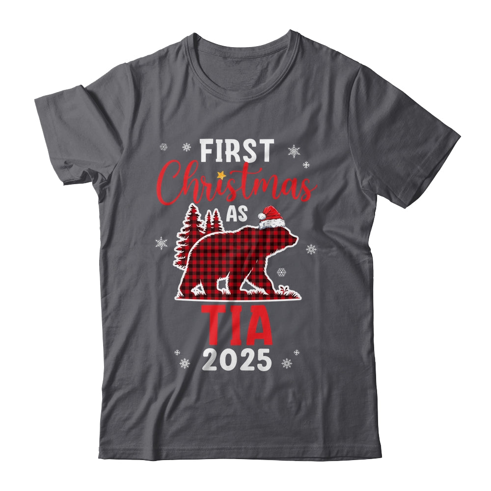 First Christmas As Tia Red Plaid Bear Santa Hat 2025 Shirt & Sweatshirt | siriusteestore