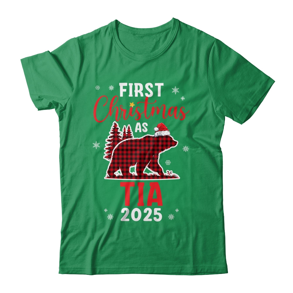 First Christmas As Tia Red Plaid Bear Santa Hat 2025 Shirt & Sweatshirt | siriusteestore