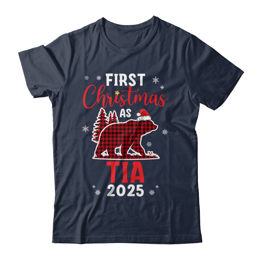 First Christmas As Tia Red Plaid Bear Santa Hat 2025 Shirt & Sweatshirt | siriusteestore