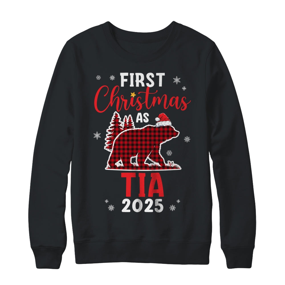 First Christmas As Tia Red Plaid Bear Santa Hat 2025 Shirt & Sweatshirt | siriusteestore